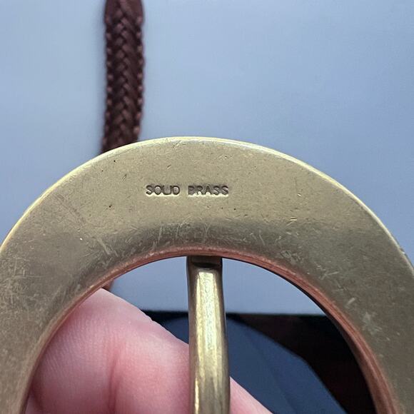 Brighton Honest Brown Wide Women's Woven Belt w Heavy Brass Buckle Sz 30 - Picture 5 of 9